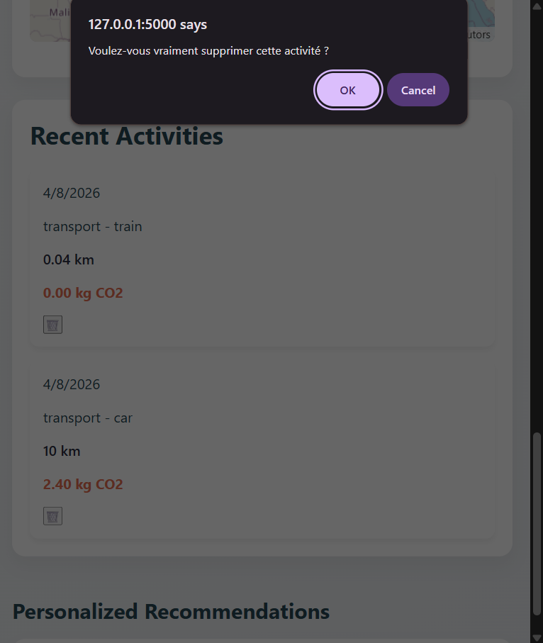 Message de suppression